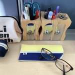 【取り出し簡単】メガネケース　　イエロー×ネイビー