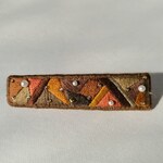 手刺繍 幾何学柄バレッタ ～畑～