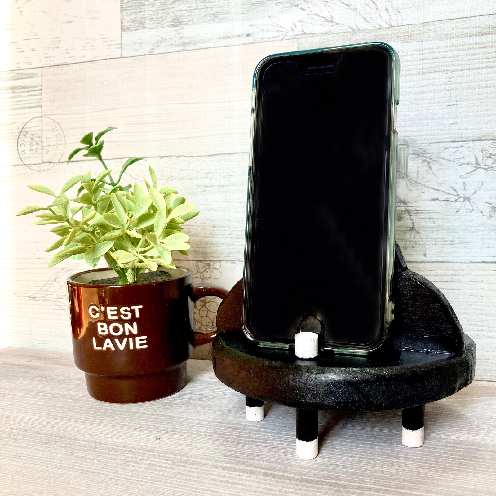 メガネスタンド ねこベンチ ハチワレ 白黒 アクセサリー収納 スマホ