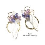 【再入荷】2pcs☆white leaf & ring tassel・brilliant（ホワイトリーフ&リング チャーム）