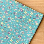 50*50【Wガーゼ】Cute Flower／ターコイズ《 生地 ダブルガーゼ  ガーゼ生地 綿 コットン 花柄 小花 フラワー スタイ マスク ハンカチ ベビー COTTONCANDY ガーゼ 》