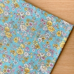 50*50【Wガーゼ】Beautiful color Flower／水色《 生地 ダブルガーゼ  ガーゼ コットン 綿 フラワー スタイ マスク ハンカチ リバティー》