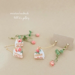 アイシングバラ(ピンク)のショートケーキピアス＊イヤリング