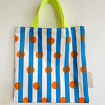 ストライプドットの真四角bag(ブルー)