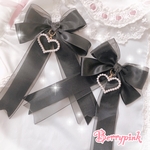 Berrypink♡量産型ハートパールのリボンヘアクリップ♡2個セット♡ブラック
