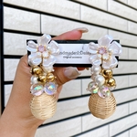 【再販】パール フラワー×ラタン ぶどう 大ぶりピアス