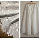 *kotoha* サイズ・着丈オーダー 白（ホワイト）スカラップ刺繍 ワイドパンツ ペチパンツ