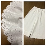 *kotoha* サイズ・着丈オーダー 白（ホワイト）スカラップ刺繍 ワイドパンツ ペチパンツ