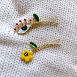 お目目とお花❁❀  ヘアクリップ 2コset♡