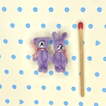 ミニチュア　極小　テディベア　紫
