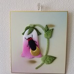 ちりめん細工   蛍とホタルブクロ  色紙(小)    壁掛け