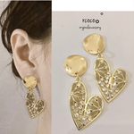 New ゴールド×ビジューハートピアス。゜
