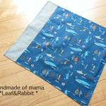４０×４３ｃｍ☆１点物♪【ランチナフキン】 *海の生き物*Blackストライプ*