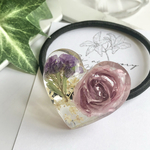 【今だけ送料無料】.*･ﾟブリザーブドフラワー×薔薇(ラベンダー) レジン ヘアゴム.ﾟ･*.