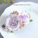 ペールピンクの薔薇と紫陽花のバレッタ　髪飾り　ピンク　バラ　バレッタ 　お出掛け　入学式　卒業式　結婚式　フォーマル