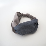 ヘアターバン (結び) ☆ ハーフリネン ダンガリー ネイビー