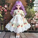 ワンピース　いちご柄　イエロー系　ブライス、リカちゃん