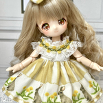 【オビツ11】うさぎ×花柄のワンピースセット<マスタード系>【ピコP】