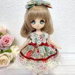 【オビツ11】いちご柄のワンピースセット<グリーン>【ピコP】