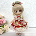 【オビツ11】いちご柄のワンピースセット<ホワイト>【ピコP】