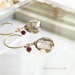 14kgf smokyquartz × garnet pierce