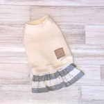 サンプル現品 犬服  星柄ストライプスカートワンピース(グレー)S着丈28