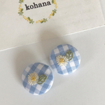 【数量限定】ミニヘアゴム ペア1set 白のお花 ギンガムチェック【小2.2cm】