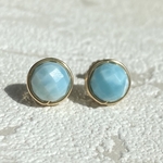 14kgf  ラリマー　一粒ピアス