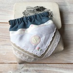 アンティーク＆マディラ刺繍*フランスコットン*口金ポーチ*モバイル*コスメケース