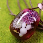 お花とうさぎのガラスチョーカー☆とんぼ玉[m151221]