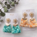 ゴールドフラワー ふんわりカラー♡刺繍リボンピアス/イヤリング