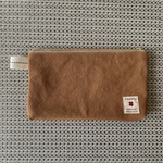 ナチュラルな　富士金梅のシンプルポーチ　キャメル　マチ付き　ペンポーチ　ペンケース　