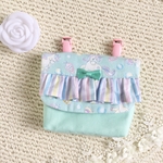 移動ポケット　ユニコーン  ミントグリーン　ゆめかわ　フリル　リボン　女の子　たっぷり　マチ　可愛い　しっかり　移動ポーチ　小学校　プレゼント