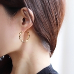 2サイズ　14kgf 多面カットビーズフープピアス　ゴールド