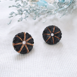 チェコガラスイヤリングorピアス　Black heart flower