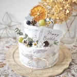 クレイケーキ　ネイキッドケーキ　モノトーン×マスカット×星　結婚式　誕生日ケーキ
