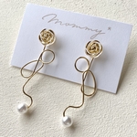 rose×pearl 2way 大ぶりピアス/イヤリング