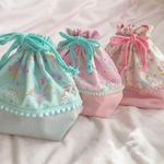 新学期準備⭐︎虹のユニコーン🌈お弁当袋、コップ袋のセット☆ミント、ピンク、ホワイト