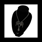 【devil@stone.BK ネックレス。】悪魔 羽根 デビル シルバー ラインストーン キラキラ 闇 量産型 パンク ロック ゴシック ゴスロリ 病みかわい ゴツめ アンティーク 黒 ブラック