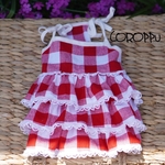 セール中!現品限り!赤いギンガムチェックのティアードドレス