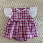ベビー服☆  70サイズ ドットロンパース グレー