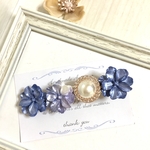 ⭐︎再再販⭐︎ ブルーフラワーグラデーションパール　ヘアクリップ　8㎝