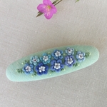 刺繍バレッタ9×2.5 ネモフィラ