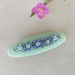 刺繍バレッタ7×2 ネモフィラ
