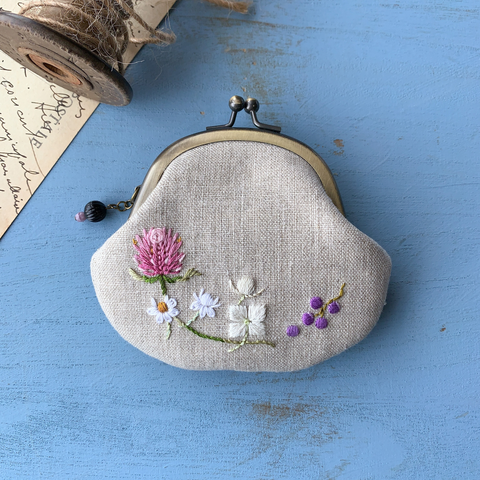 刺繍がま口ポーチ｜teinte｜ - Empty lot Handmade | minne byGMO