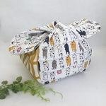 きゅっとプチ袋　ランチバッグ　お弁当袋　＊ねこ＊ストライプ＊ドット＊洗濯ねこ＊ホワイト＊マスタード＊