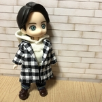 オビツ11用チェックコート(パーカーセット)