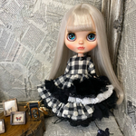 白黒チェックワンピース　NO.1  ブライスワンピース　