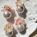 【2個】フラワーパールチャーム　ピンク