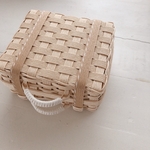 ＊しかくいかごトランクシリーズ Mサイズ＊ trunk case (バニラ×ステッチ入クラフト)